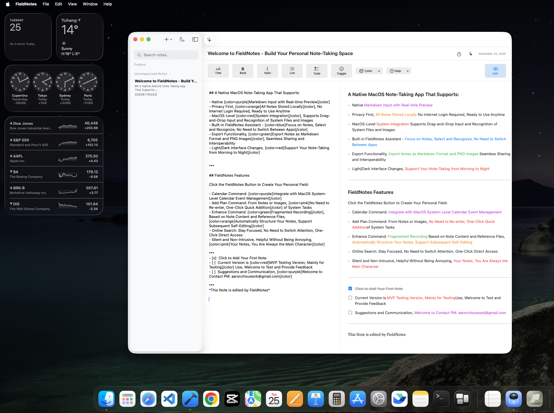 FieldNotes Desktop Environment